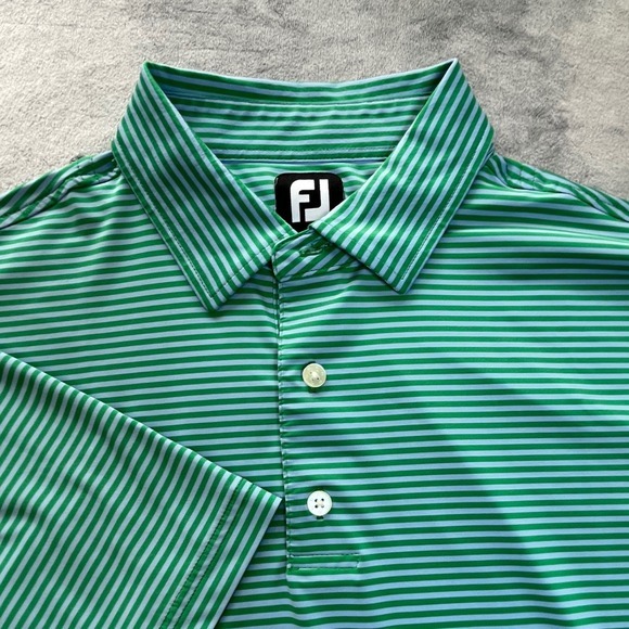 FootJoy Other - FootJoy Polo Shirt Mens XL Green Striped Performance‎ Short Sleeve Golf Top